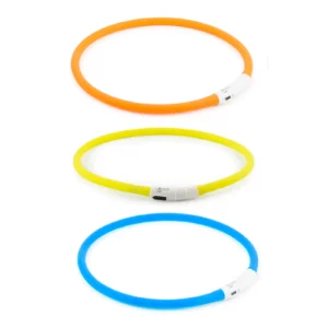 Ancol USB Flashing Band - Rechargeable Dog LED Light Collar (Blue, Orange, Yellow)