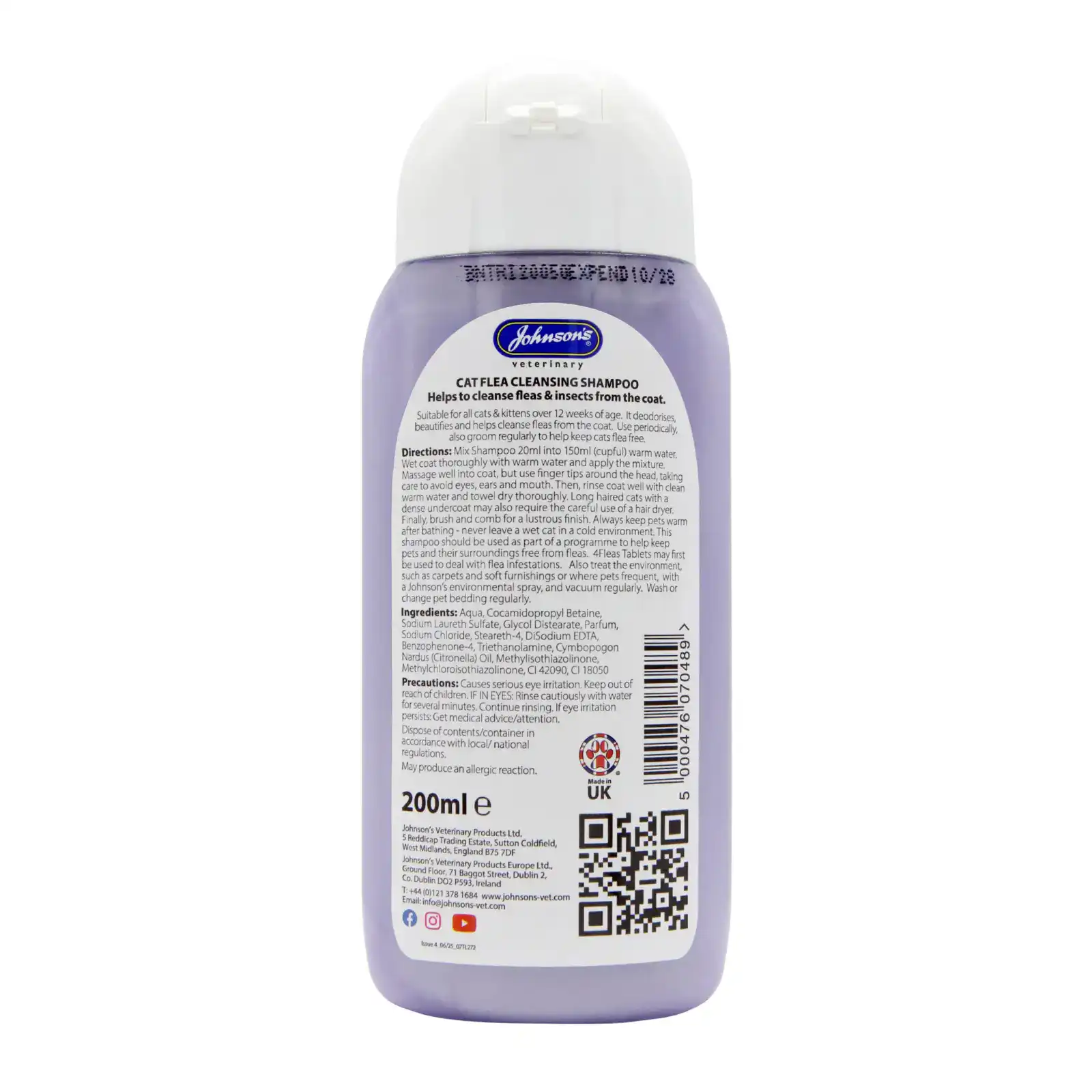 Johnson's-cat-flea-cleansing-shampoo-200ml-back johnson's cat flea cleansing shampoo 200ml