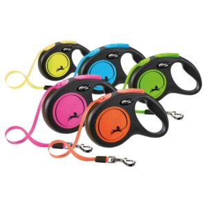 flexi-New-NEON-Tape-Dog-Leash-Orange-Green-Yellow-Blue-Pink